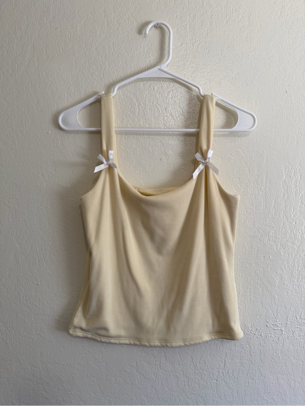Lola yellow Ribbed Tank Top with Bow Straps